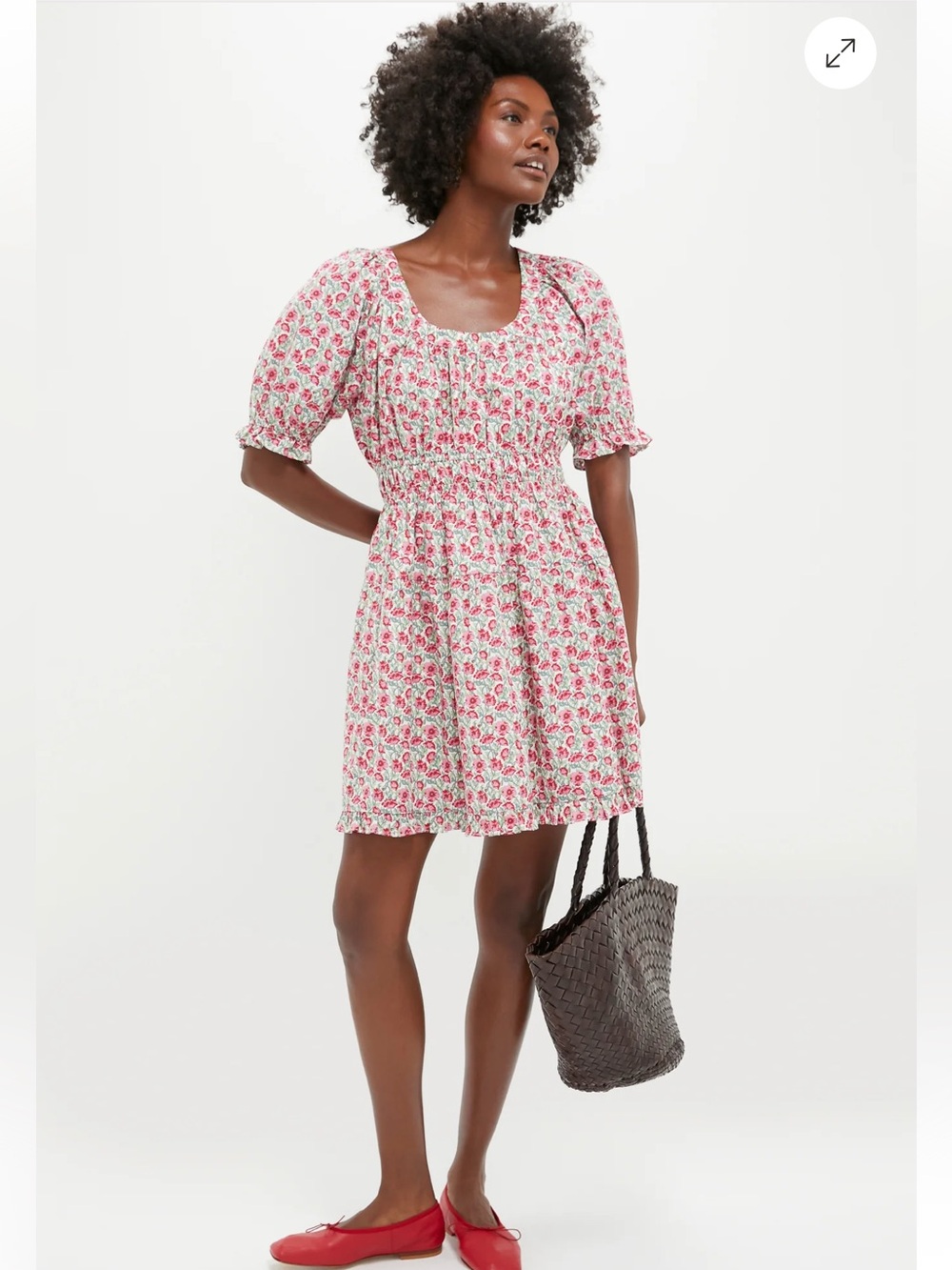 NWT HYACINTH HOUSE RED DAHLIA DOROTHY MINI DRESS MEDIUM RED GREEN FLORAL - Picture 10 of 10